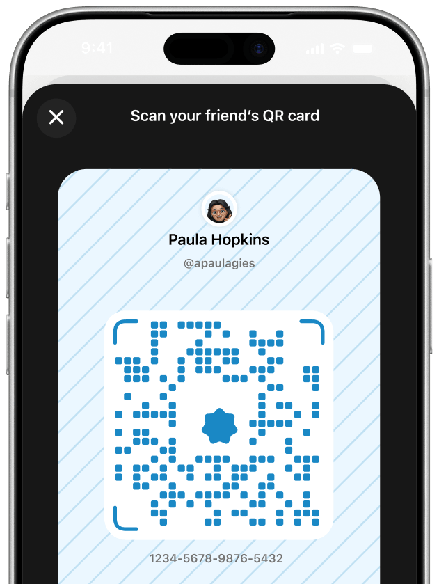 A Lumoria QR profile card